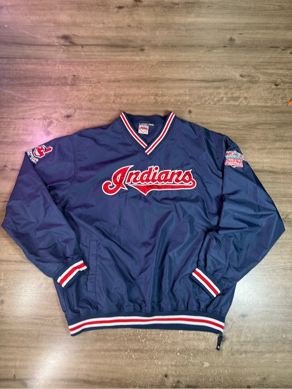 Vintage 90s Cleveland Indians Jacobs Field Pullover Jacket Mens XL MLB Chief
